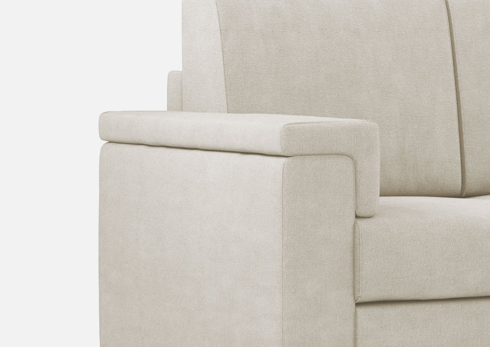 Vista posteriore del divano Marrak 3 posti panna, ideale per ambienti luminosi e raffinati