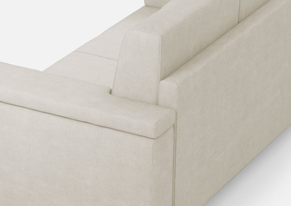 Divano Marrak 3 posti panna con misure esterne L.208cm, tre sedute da 60cm, perfetto per salotti eleganti