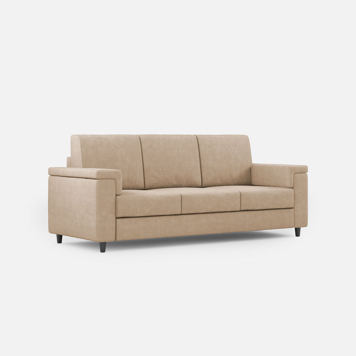 Divano Marrak 3 posti beige con tre sedute da 60cm e misure esterne L.208cm, stile moderno per salotto elegante