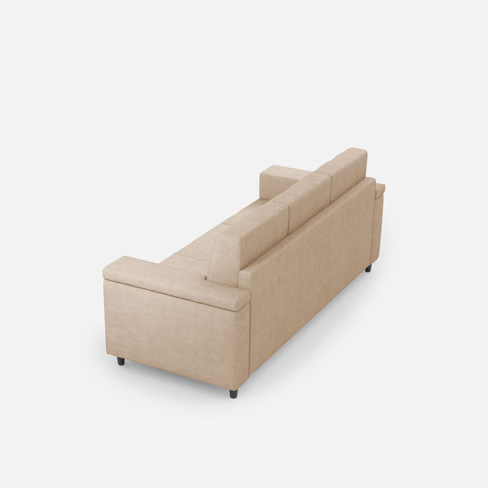 Retro del divano Marrak 3 posti beige, ideale per arredamento da centro stanza grazie alla finitura completa