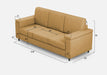 Divano Marrak 3 posti senape in soggiorno moderno, ideale per ambienti caldi e accoglienti