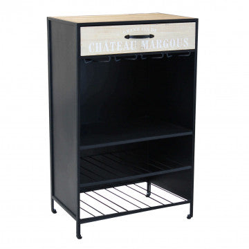 Mobile in metallo e legno nero 59x39,5x95 cm, peso 13,7 kg