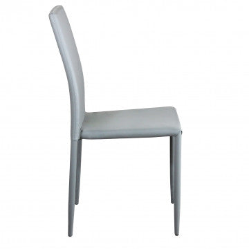 Sedia in acciaio e ecopelle, grigio chiaro, 41x50x91 cm