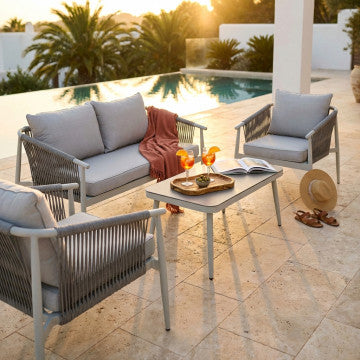 Salotto Mumbai 2 Posti Alluminio Grigio Chiaro 152x80h cm