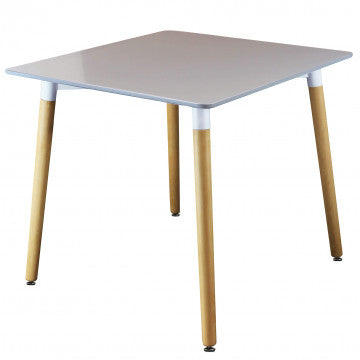 Tavolo quadrato 80x80 cm piano ABS grigio gambe in legno