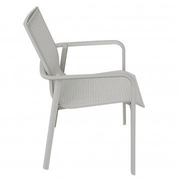 Poltrona impilabile struttura alluminio verniciato grigio sabbia 65x57x90 cm