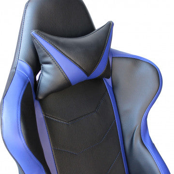Poltrona da gaming in poliuretano blu e nero, regolabile 121-129 cm
