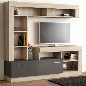Parete Soggiorno Leonard Olmo Grigio 170x42x170h cm
