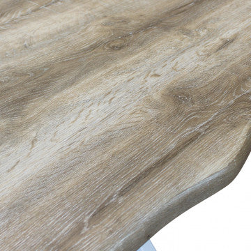 Tavolo piano MDF melaminico nodato 160x90 cm struttura metallo bianca