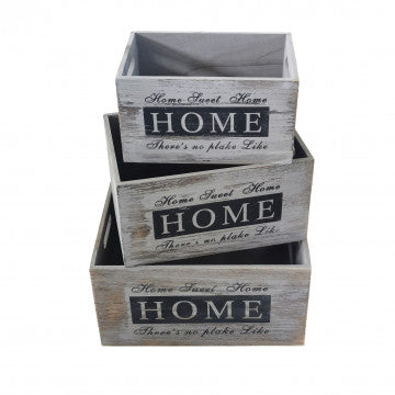 Set 3 cassette legno grigio chiaro: 36x28x18cm, 31x23x16cm, 26x18x14cm