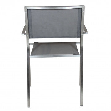 Fauteuil Florida - Chaise de jardin en acier inoxydable et textilène gris