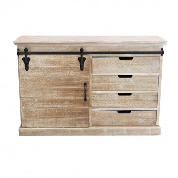 Mobile colonna in metallo e legno, 124x43x81,5 cm, colore marrone