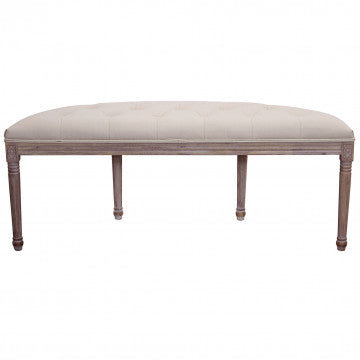 Panca in legno con rivestimento in tessuto beige 125x45x48 cm