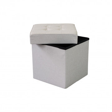 Pouf contenitore quadrato in tessuto tortora 38x38x40 cm
