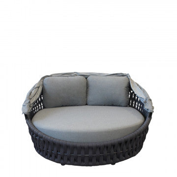 Conchiglia in alluminio wicker antracite con cuscino 15 cm grigio