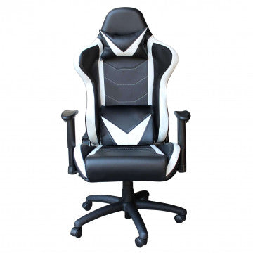 Poltrona gaming poliuretano bianco e nero 69,5x71,5x121-129 cm