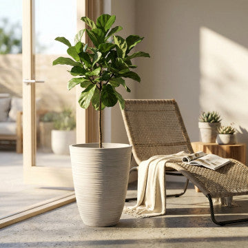 Vaso in fibra sintetica colore bianco diametro 39 cm altezza 46 cm