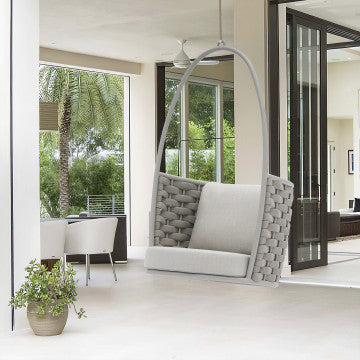 Dondolo in alluminio e corda con cuscini rivestimento TPU idrorepellente