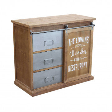 Mobile Ellery in metallo e legno, dimensioni 89x42,5x76,8 cm