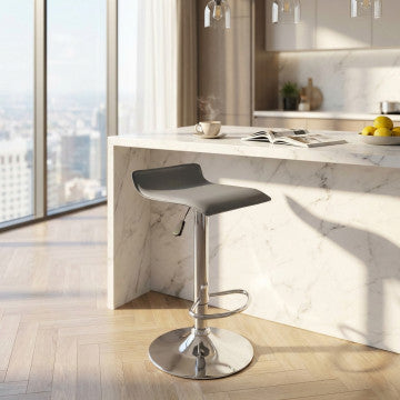 Sgabello girevole regolabile in ecopelle grigio, altezza 63,5-84 cm