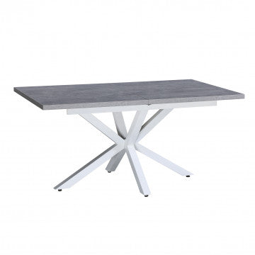 Tavolo allungabile piano melamina grigia struttura metallo bianca 160/200x90