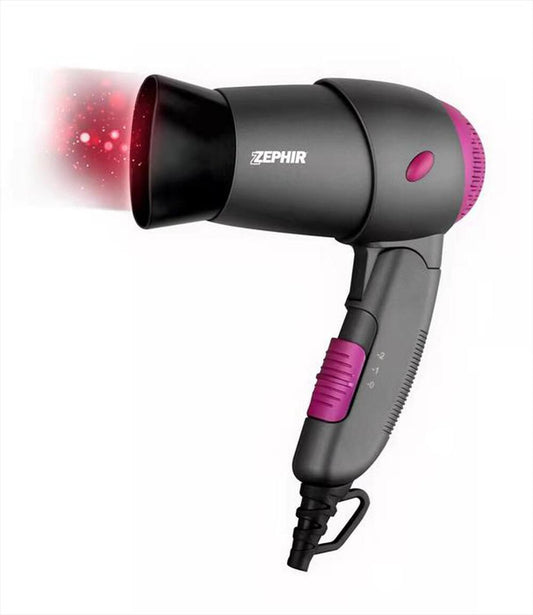 Asciugacapelli da Viaggio Pieghevole 1200W Grigio Fucsia