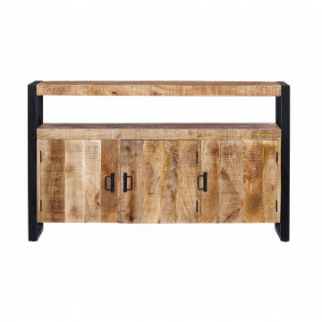 Mobile in legno di mango con 3 ante, 150x40x90 cm, struttura in metallo