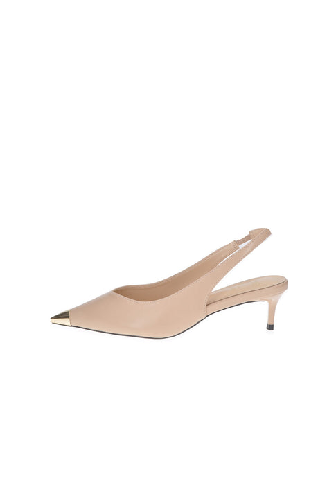 Decollete Dietro Aperto EXE Donna In Ecopelle Con Cinturino E Sottopiede Imbottito, Tacco Alto 6 Cm Fondo Gomma