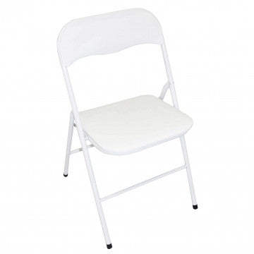 Sedia pieghevole seduta imbottita PVC tubo acciaio verniciato bianco lucido