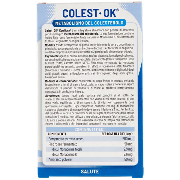 EQUILIBRA INTEGRATORE COLEST OK METABOLISMO DEL COLESTEROLO 20 C