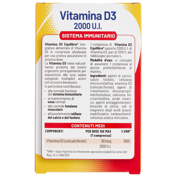 EQUILIBRA INTEGRATORE VITAMINA D3 2000 U.I. OSSA E MUSCOLI 30 CP