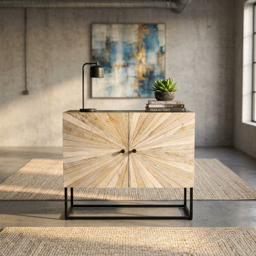 Mobile con 2 ante in legno di mango e struttura in ferro 85x40x80 cm