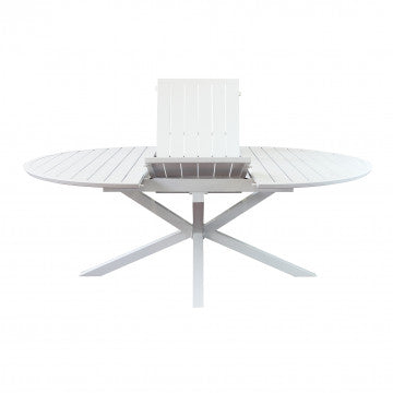 Tavolo rotondo allungabile in alluminio verniciato 150/204 cm diametro