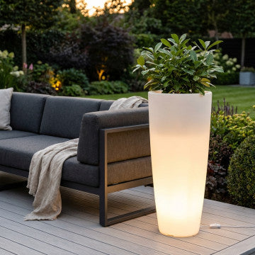 Vaso luminoso in polipropilene diametro 40 cm, altezza 90 cm, con lampada