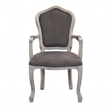 Poltrona in velluto taupe con struttura in legno 55x51x100 cm