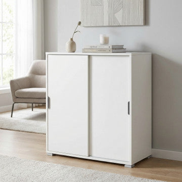Mobiletto 2 ante scorrevoli bianche in truciolare bilaminato 75x38x85 cm