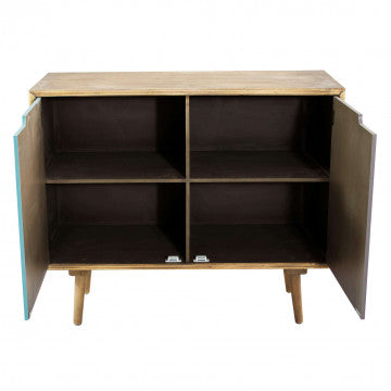 Mobiletto due ante struttura MDF gambe pino top naturale 80x35,5x66,8 cm