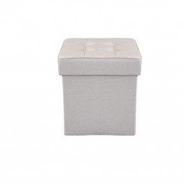 Pouf contenitore quadrato in tessuto tortora 38x38x40 cm