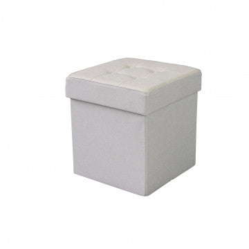 Pouf contenitore quadrato in tessuto tortora 38x38x40 cm