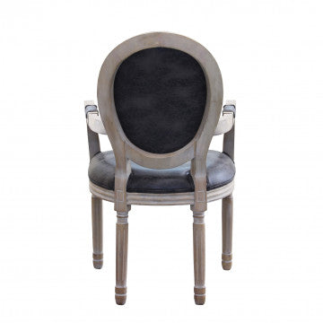 Poltrona struttura legno rivestimento ecopelle nera 55x46x96cm