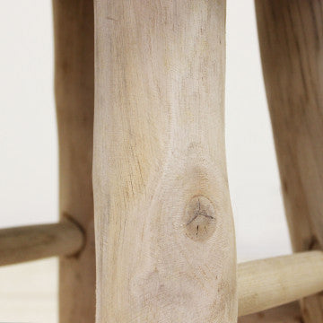 Sgabello in legno con seduta in cotone e lana 40x40x70 cm