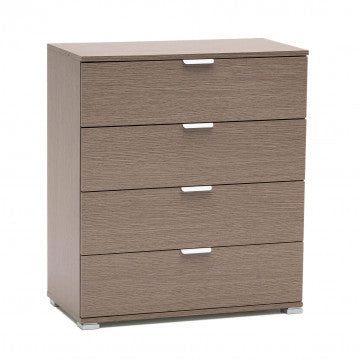 Mobiletto 4 cassetti rovere grigio truciolare bilaminato 75x38x85cm