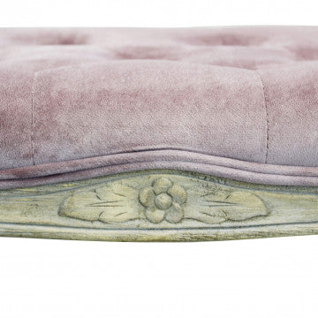 Panca in legno con rivestimento in velluto rosa 110x36x47 cm