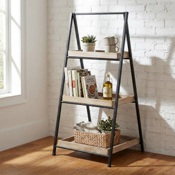 Mobile in ferro e legno con 3 ripiani, dimensioni 52x41x99,5 cm