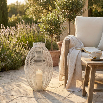 Portacandela in acciaio verniciato bianco antico 19x37,5x56 cm
