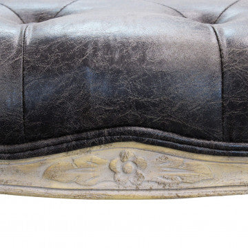 Panca in legno con rivestimento ecopelle vintage, dimensioni 110x36x47 cm