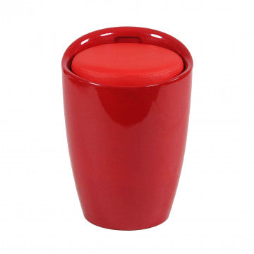 Sgabello pouf in ABS con cuscino ecopelle, rosso, 3 kg