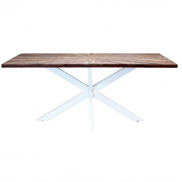 Tavolo in acacia e metallo bianco 180x90 cm altezza 77