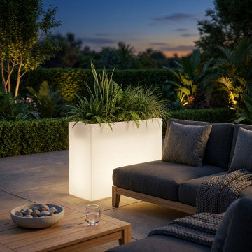 Fioriera in polipropilene con illuminazione LED 20W, altezza 80 cm