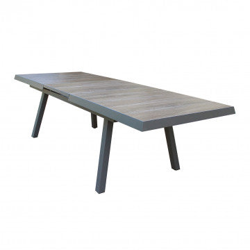 Tavolo Seattle 205/265 X 105 con Struttura in Alluminio e Piano in Ceramica effetto legno
